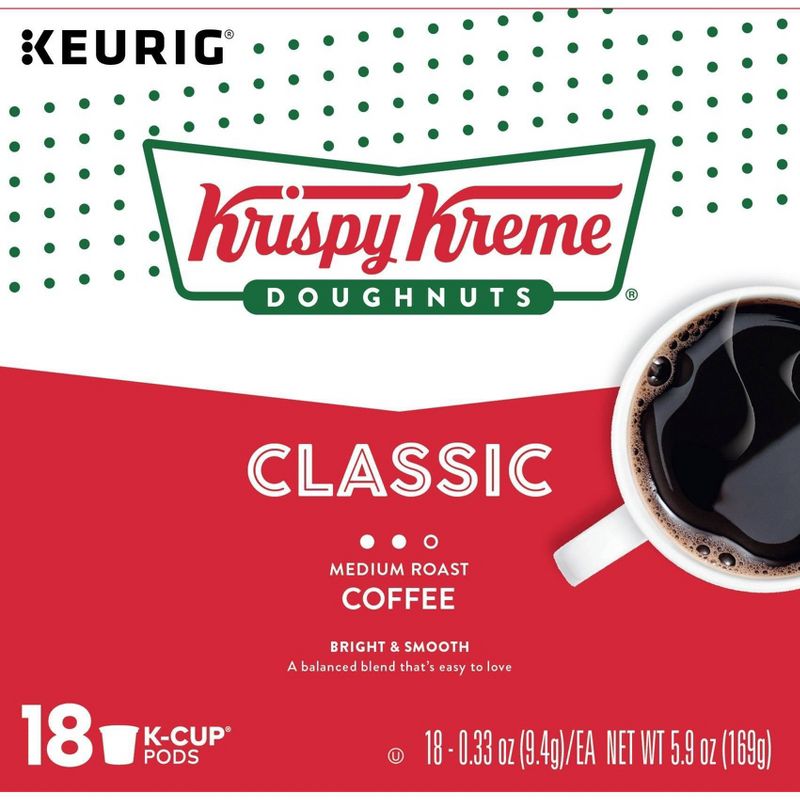 Krispy Kreme Doughnuts Classic Keurig K-Cup Coffee Pods - Medium Roast - 18ct