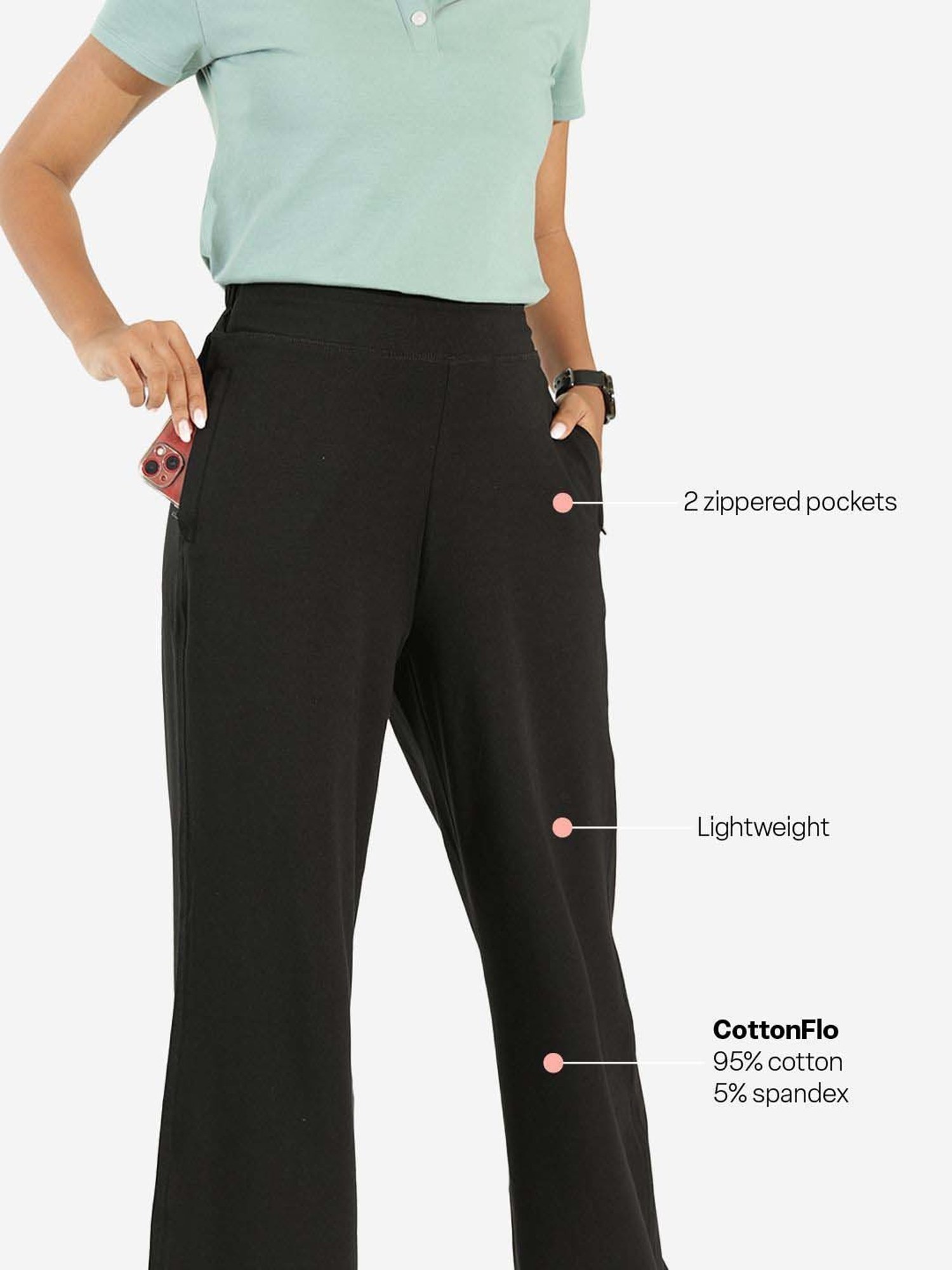 BlissClub Black Cotton Wide Leg Trousers