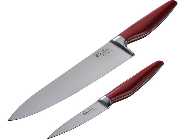 Ayesha Curry 47055 Home Collection Japanese Steel Cooking Knife Set, Sienna Red, 2-Piece