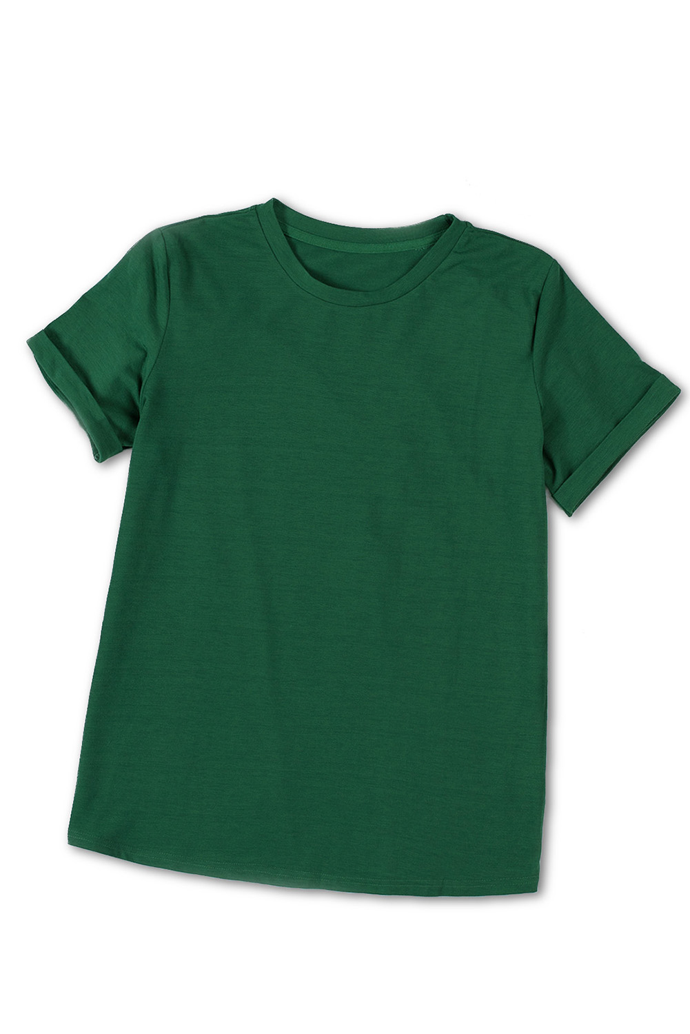 Blank T Shirt - Green Casual Solid Color Crew Neck Tee Customized