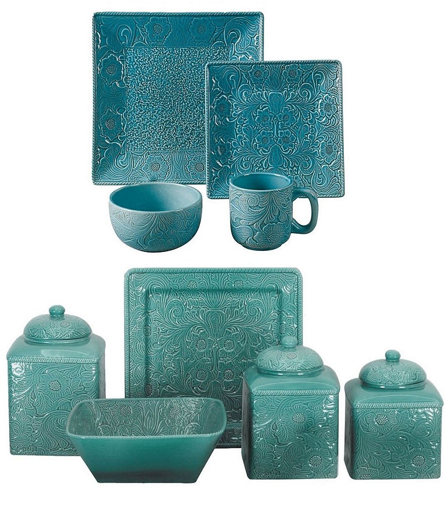 HiEnd Accents Savannah 21-Piece Western Dinnerware and Canister Set