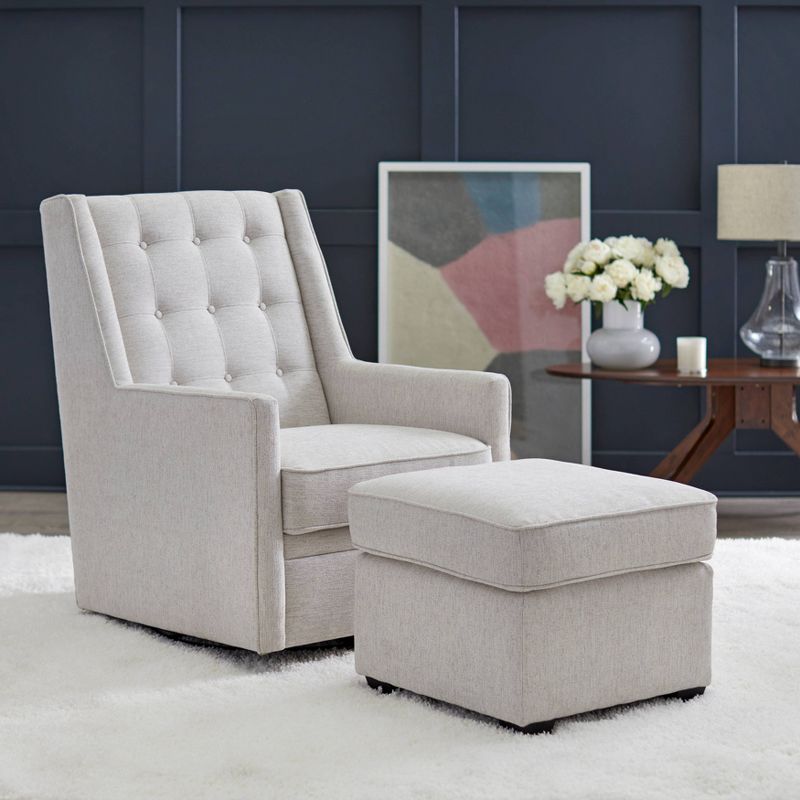 2pc Lillian Rocking/Swivel Chair and Ottoman Set Cream - Angelo:Home