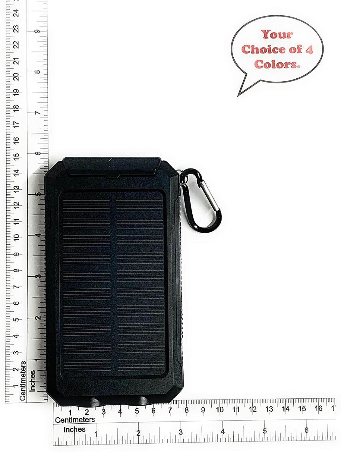 Waterproof Solar Cell Phone Charger USB Solar Battery Charger Solar Battery Pack Battery Backup Portable Power for with Protective Carry Case. 2 USB charging ports. Charging cord included.