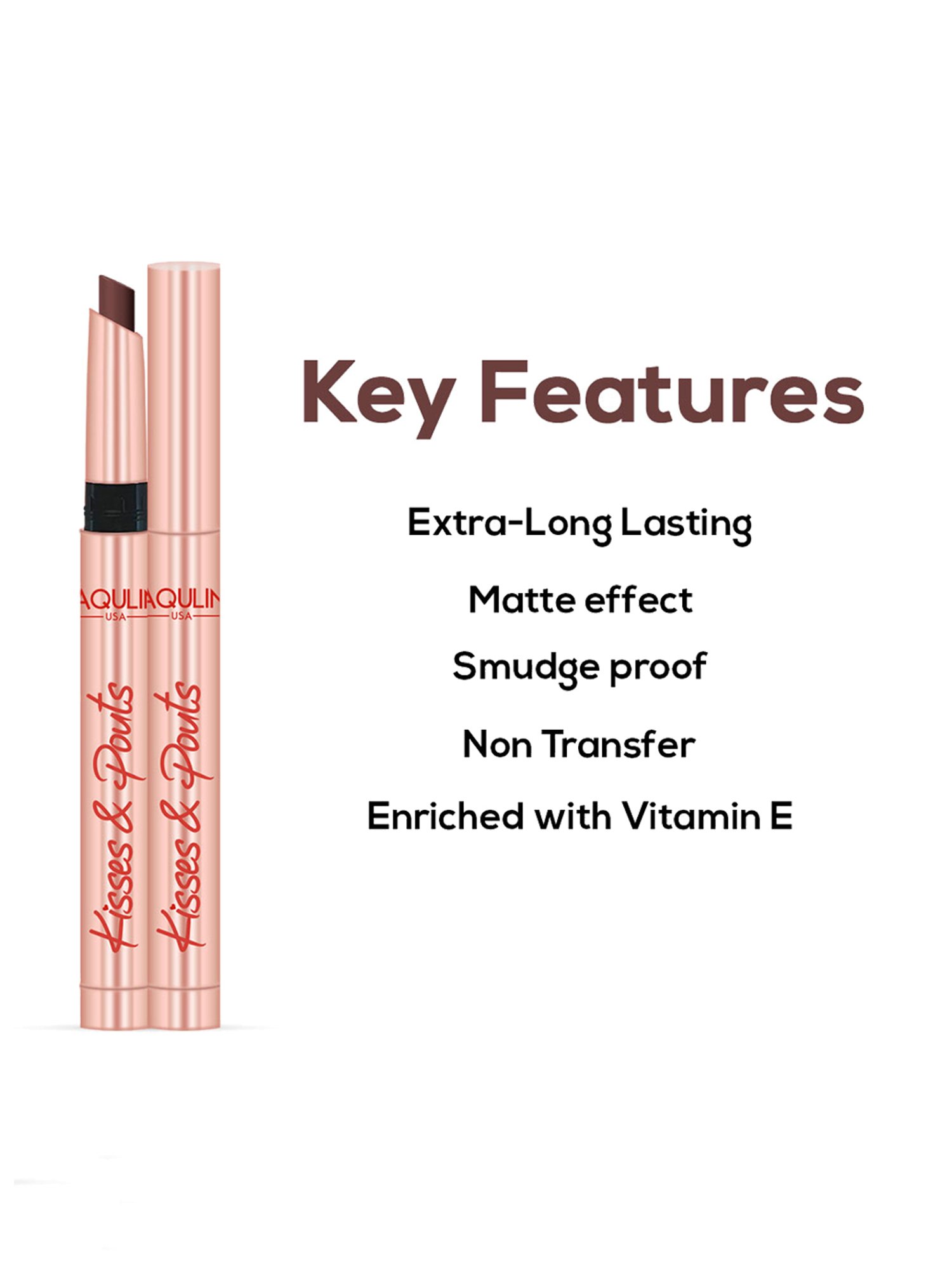 Jaquline USA Kisses & Pouts Transfer Proof Matte Lipstick Lip Locked - 1.4 gm