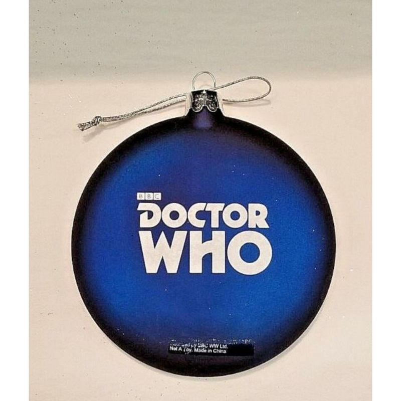 Kurt S. Adler 3.25" Doctor Who "The Many Faces of the Doctor" Glass Disc Christmas Ornament - Blue/Silver