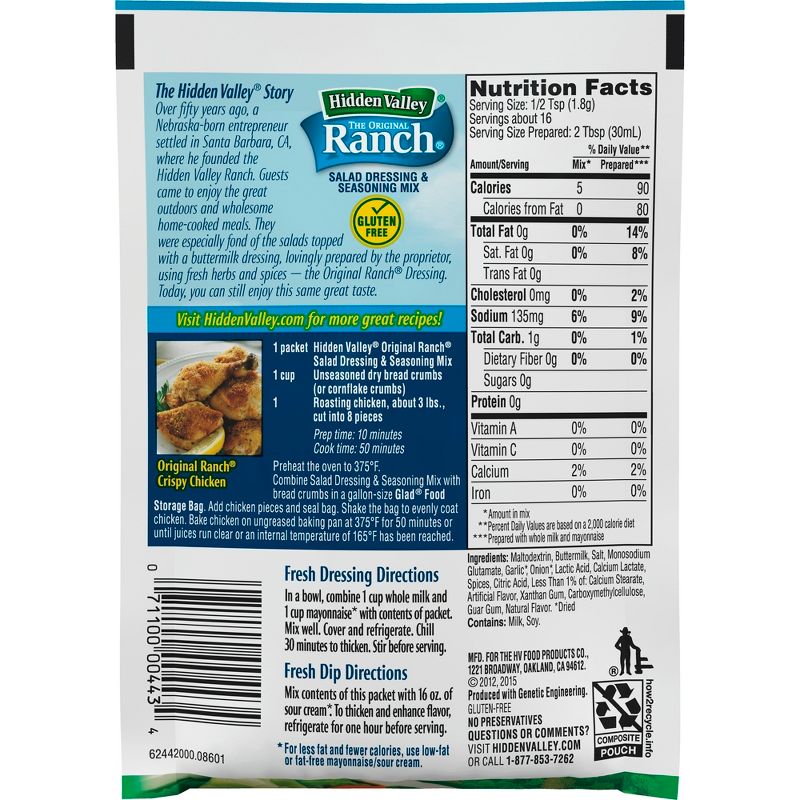 Hidden Valley Original Ranch Salad Dressing & Seasoning Mix - 1oz