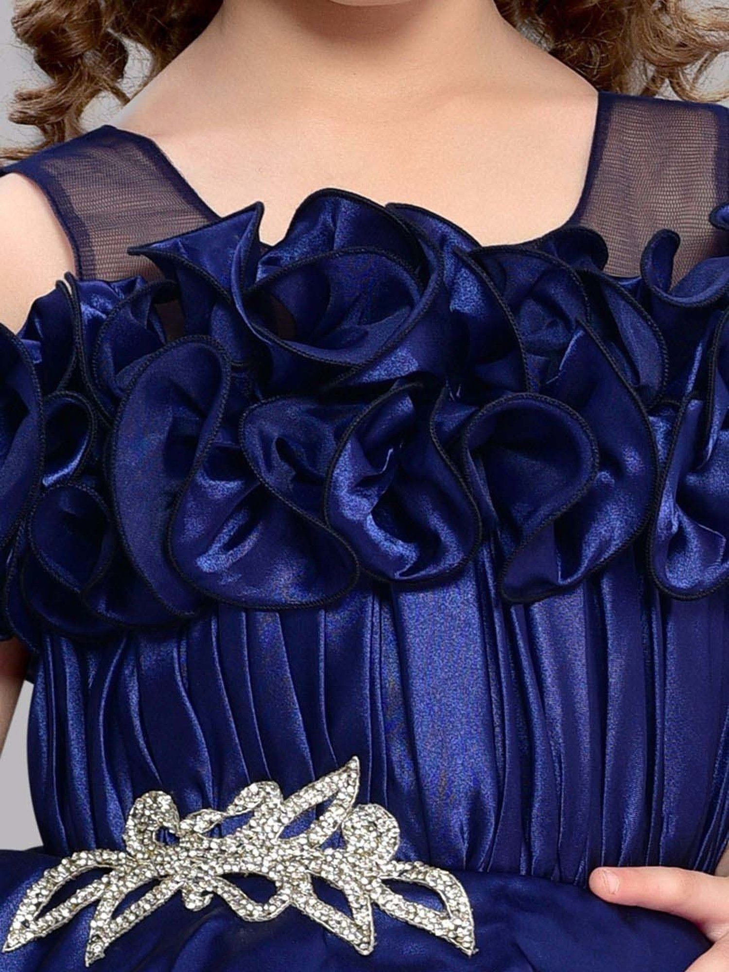 Pink Chick Kids Navy Solid Party Gowns