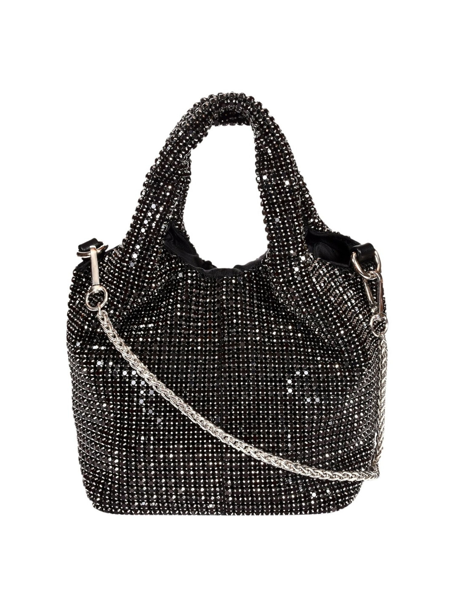 SASSORA RIM Black Leather Embellished Medium Handbag