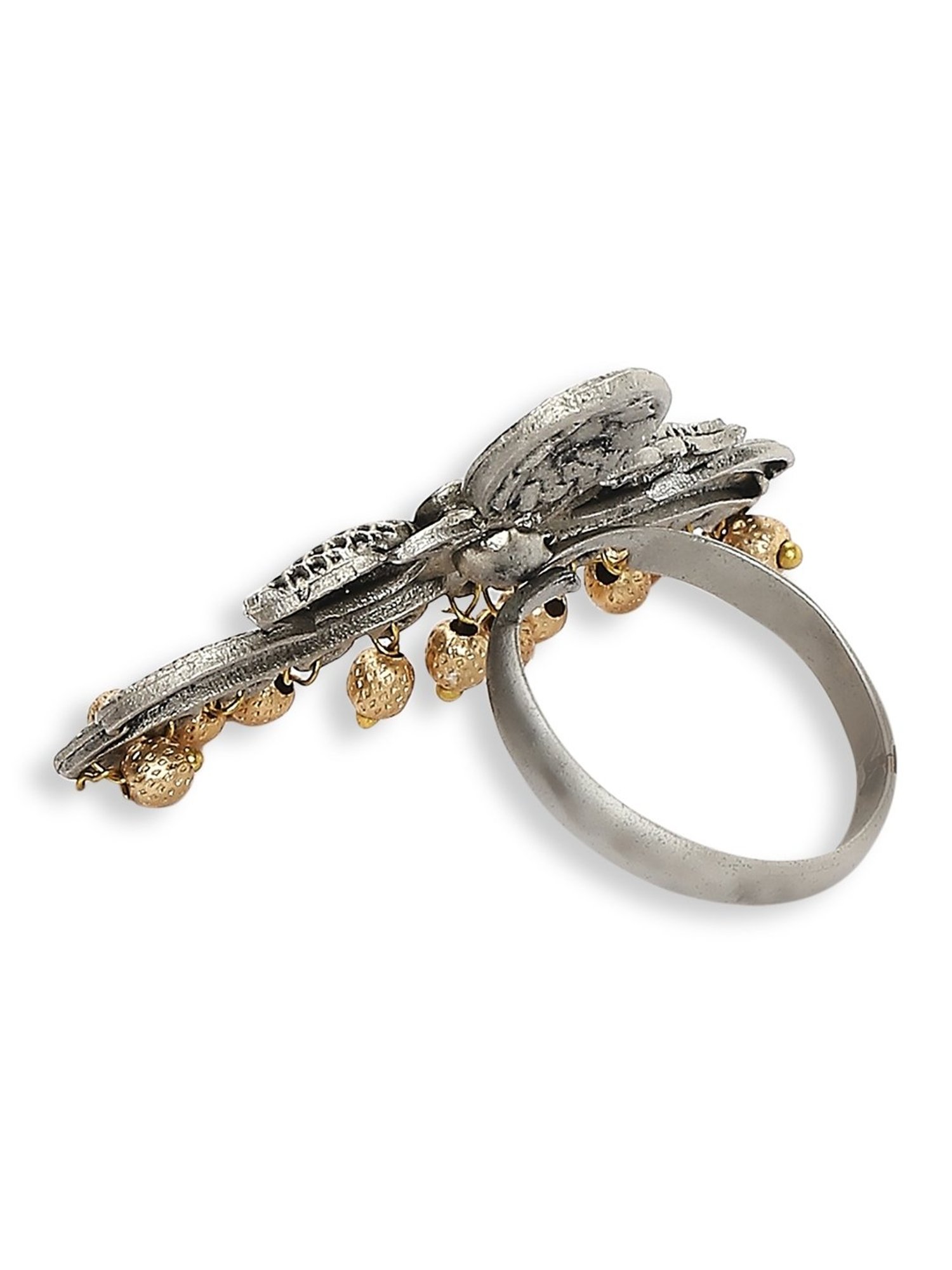 OOMPH Oxidised Silver Peacock Design Tribal & Afghan Finger Ring