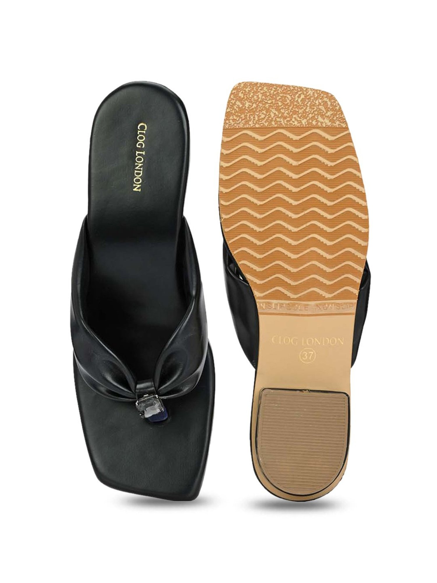 Clog London Women's Black Thong Sandals