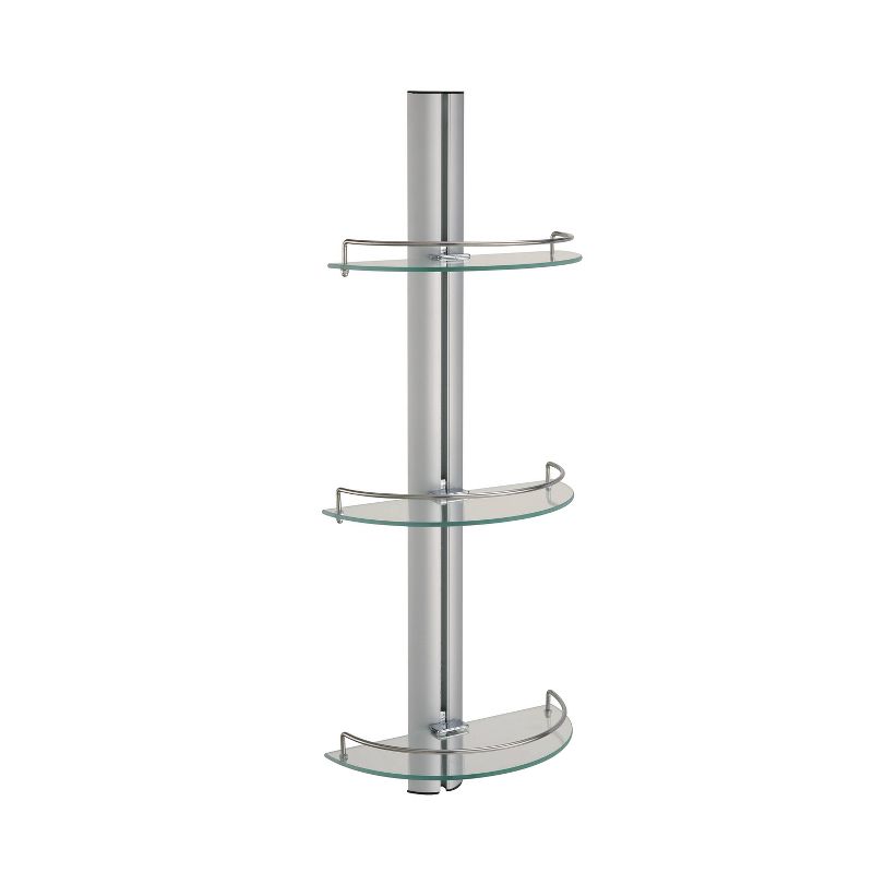 Three Tier Half Moon Glass Shelf Silver - Bath Bliss