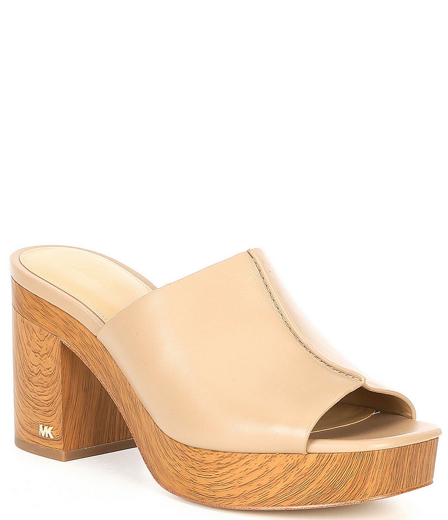MICHAEL Michael Kors Aldrich Leather Block Heel Mules