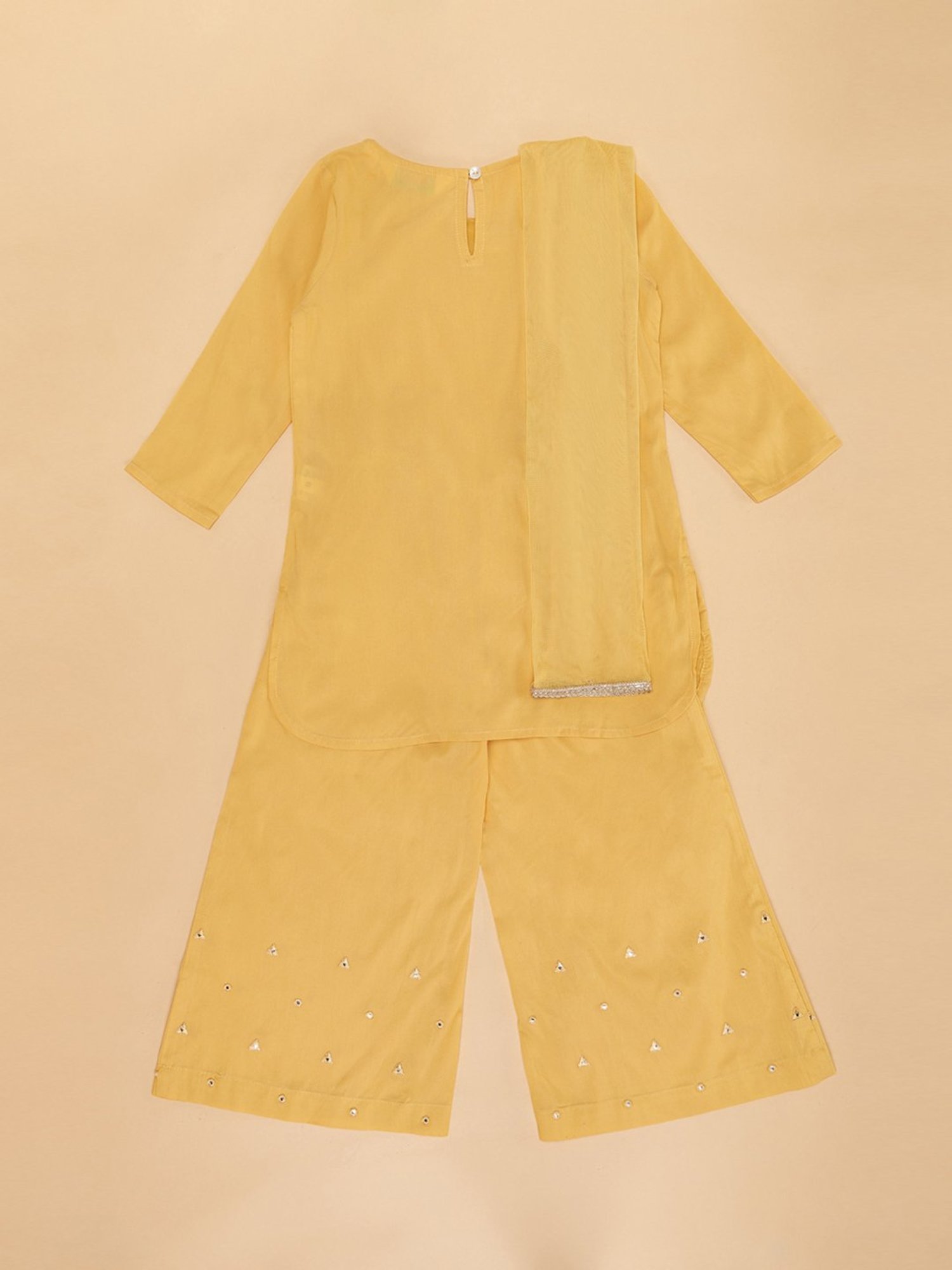 Akkriti by Pantaloons Kids Yellow Embellished Kurta, Pyjamas with Dupatta