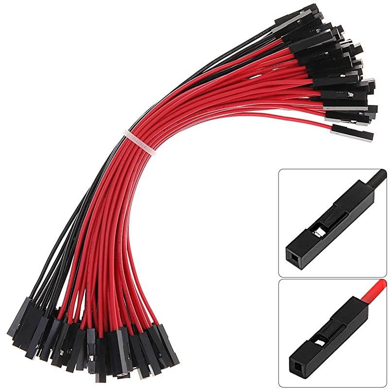 Breadboard Female to Female Jumper Wires Black Red Color for Power Lines 01 Square Head 60Pack 24AWG by Hellotronics FF 15CM Pack of 60
