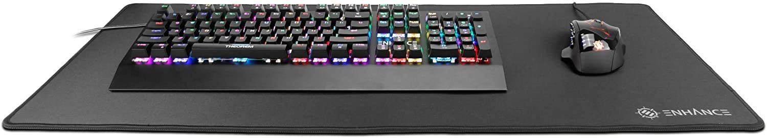 ENHANCE Pathogen XXXL Large Gaming Mouse Pad (31.5 x 13.75 in) - Extended Mousepad with Anti-Fray Stitching, Low Friction Smooth Surface, Non-Slip Backing - Home Office Full Desk Mouse Mat (Black)