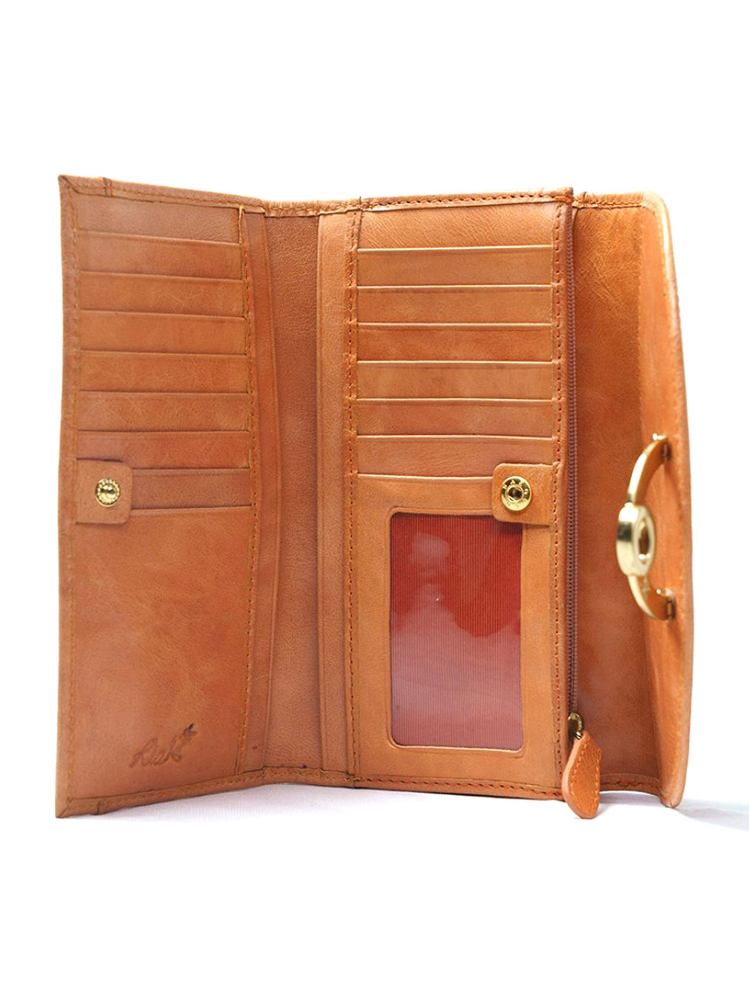 RI2K London Tan Leather Tri-Fold Wallet