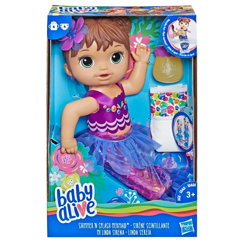 Baby Alive Shimmer 'n Splash Mermaid Baby Doll - Purple Fin