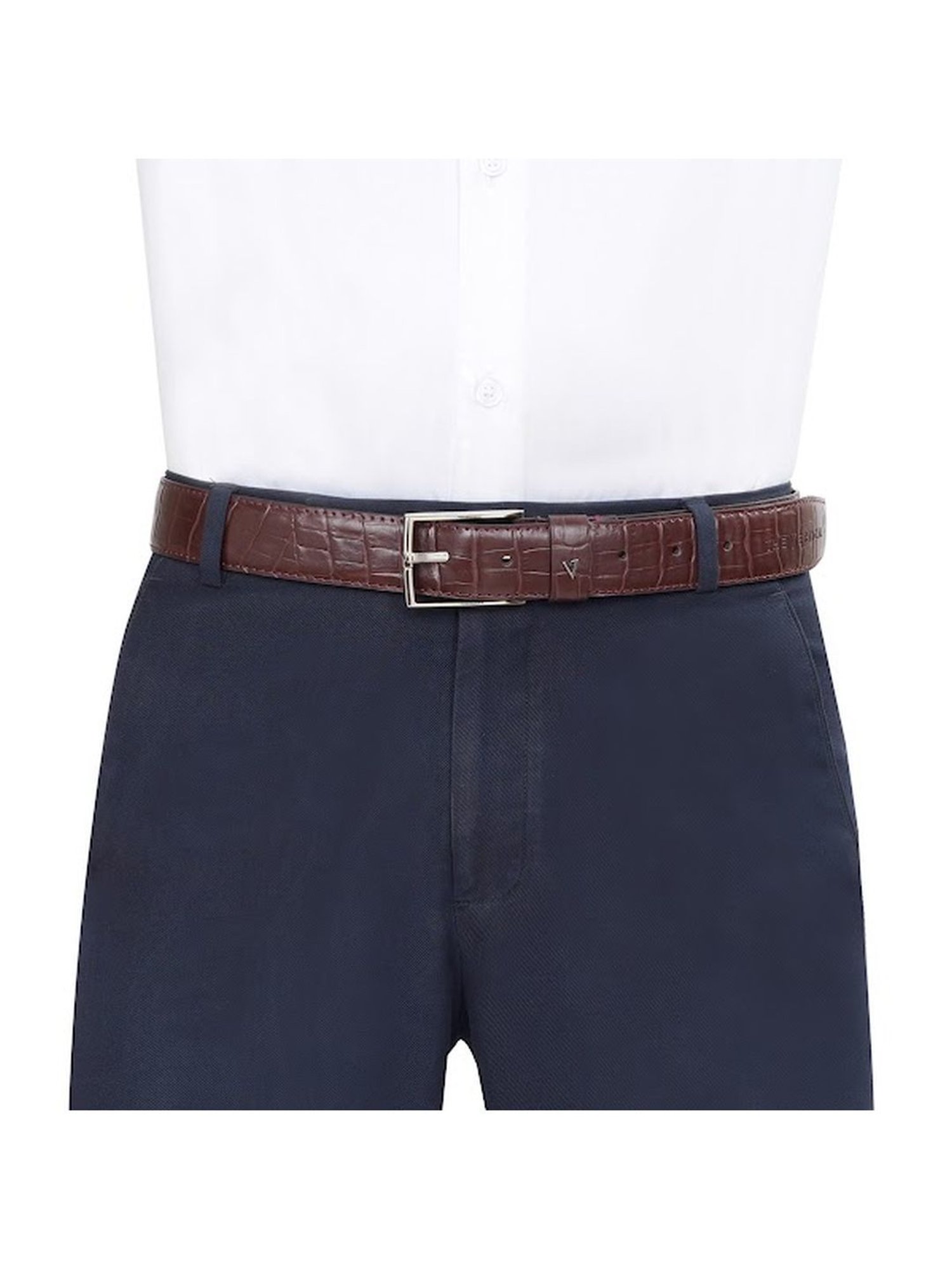 Crusset Black Leather Formal Belt for Men