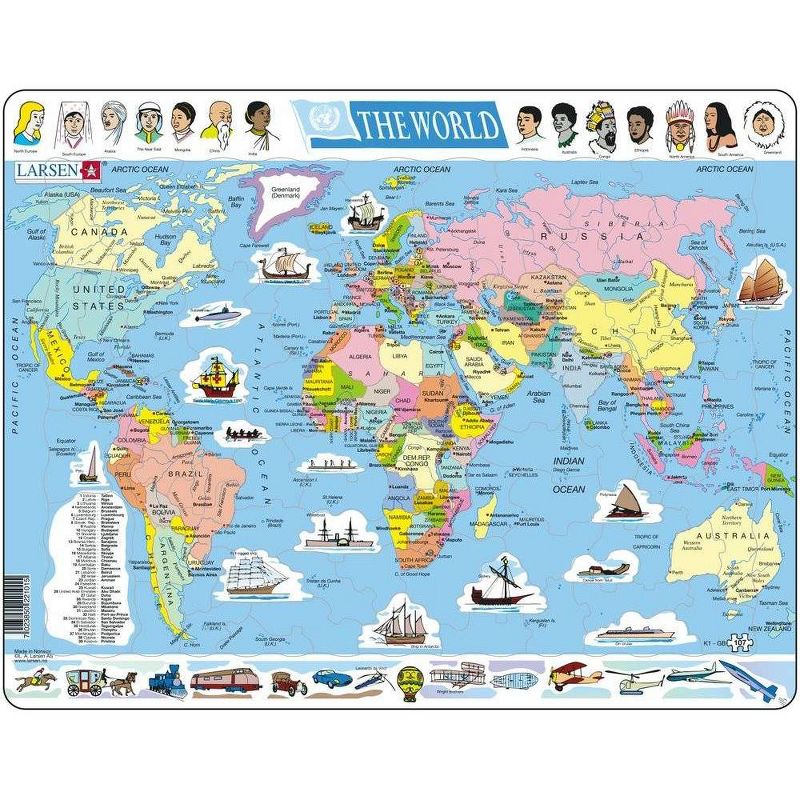 Larsen Puzzles World Map & Flags Kids Puzzle Set - 2pk