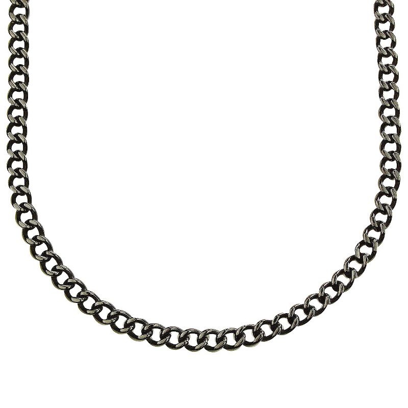 Men's Crucible Stainless Steel Large Curb-chain Necklace - Black (24")