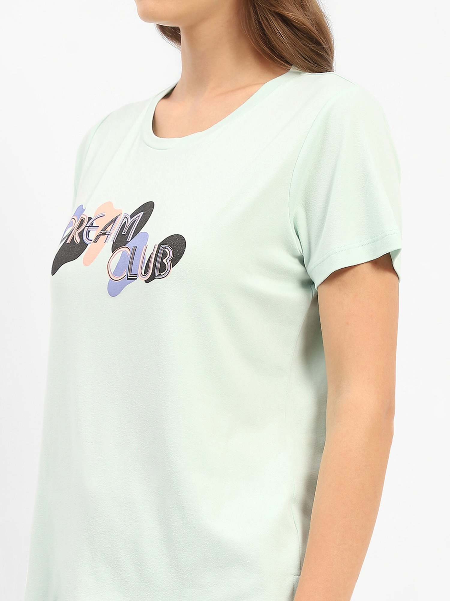 MADAME M Secret Black & Green Graphic Print T-Shirt With Pyjamas