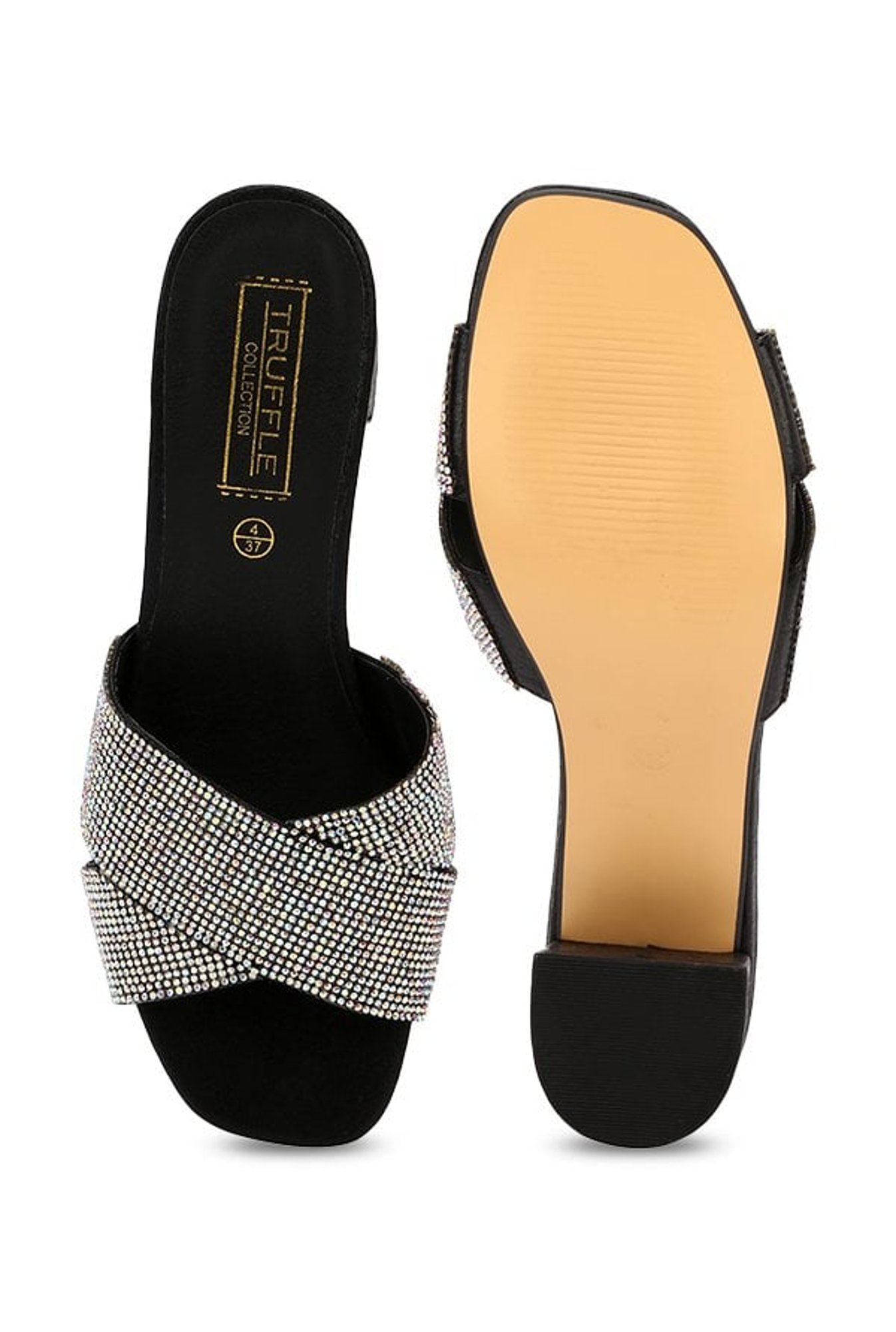 Truffle Collection Black Cross Strap Sandals