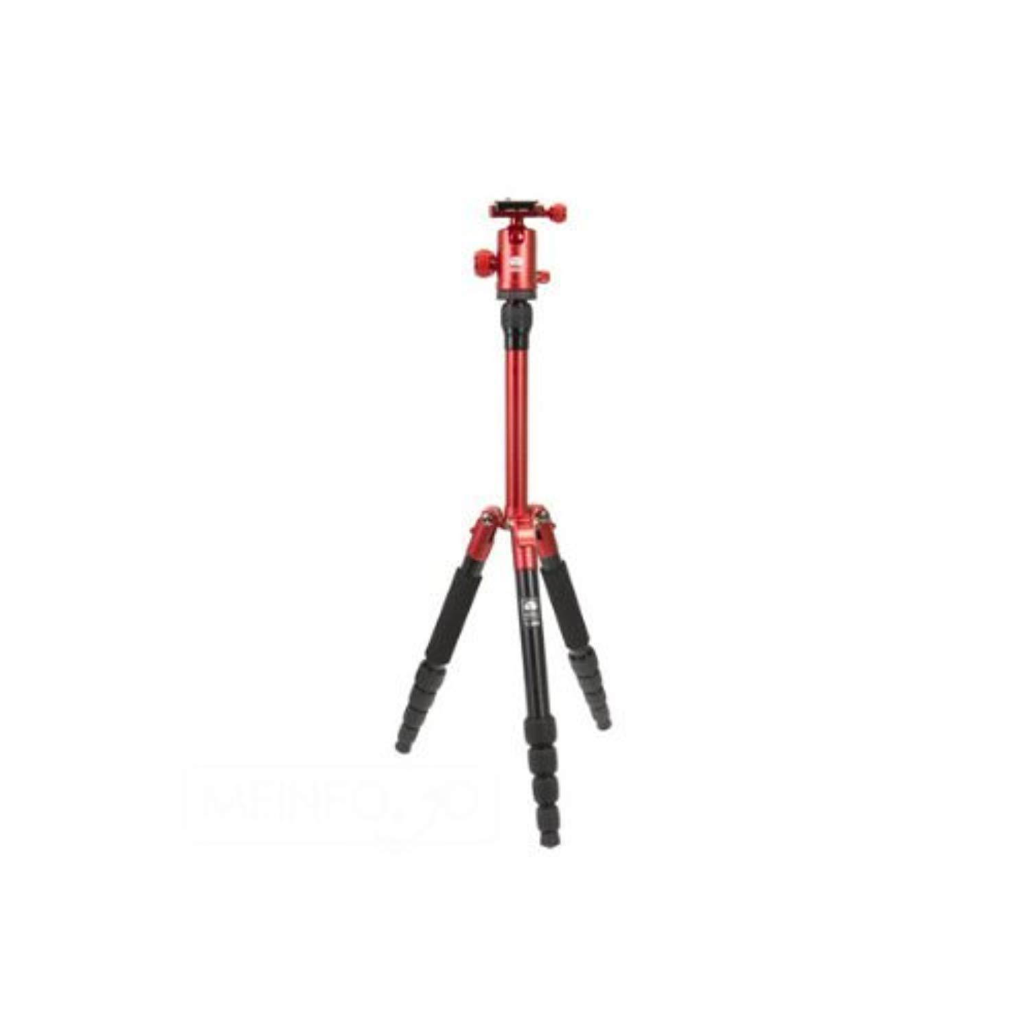 sirui t-005 5-section aluminum tripod, max height 51-inch, supports 8.8 lbs, red