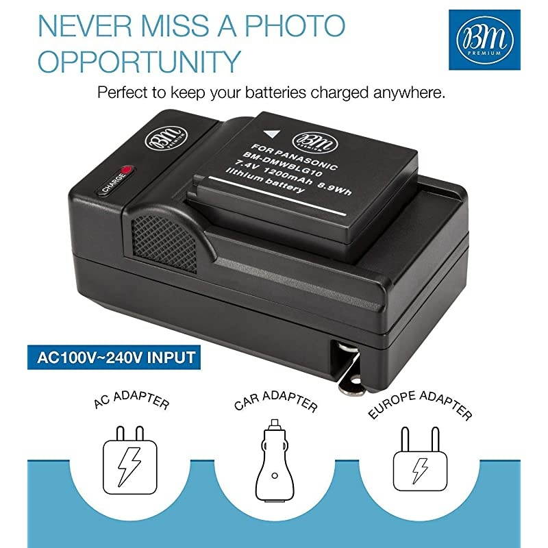 2Pack of DMWBLG10 Batteries and Charger for Panasonic Lumix DCG100 DCZS80 DCGX9 DCLX100 II DCZS200 DCZS70 DMCGX80 DMCGX85 DMCZS60 DMCZS100 DMCGF6 DMCGX7K DMCLX100K Camera