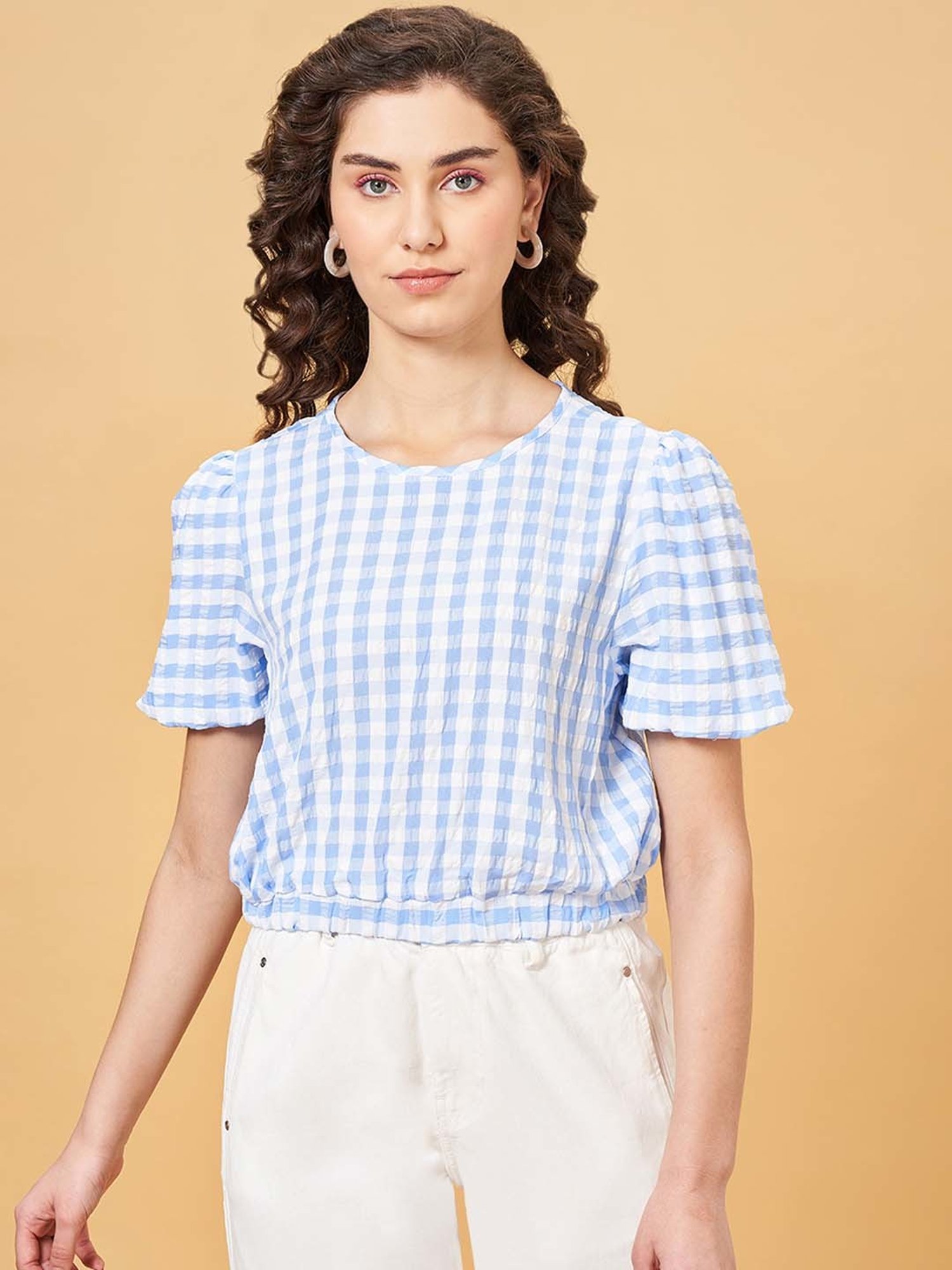 People by Pantaloons Blue Printed Top