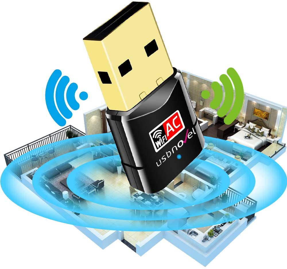 USB WiFi Adapter for PC - Dual Band 2.4G/5G Mini Wi-Fi 802.11 AC Wireless Network Adapter with High Gain Antenna WiFi USB for Desktop Laptop Windows10/8.1/8/7/XP, Mac OS 10.6-10.15,600Mbps