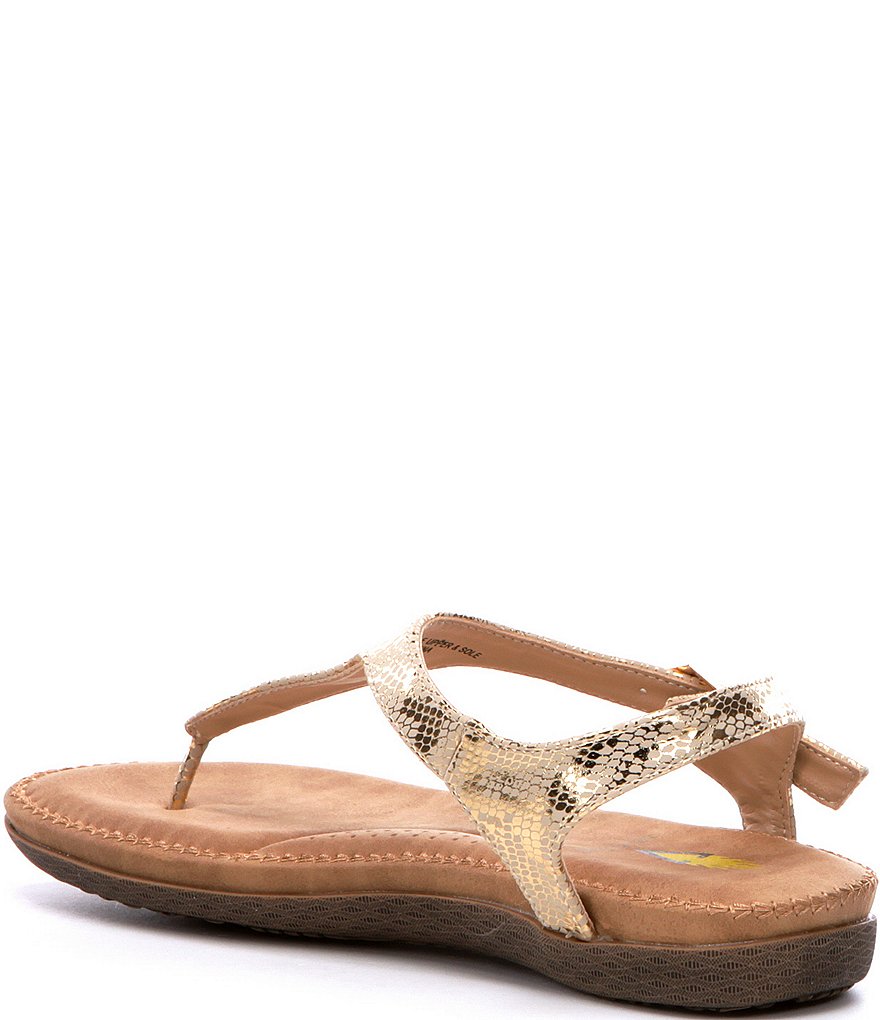 Volatile Reece Metallic Snake Print Thong Sandals