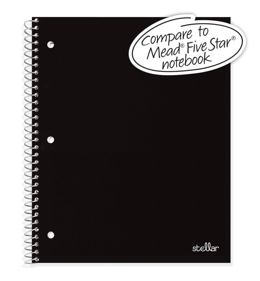 Office Depot&reg; Brand Stellar Poly Notebook, 8" x 11", 1 Subject, College Ruled, 200 Pages (100 Sheets), Black