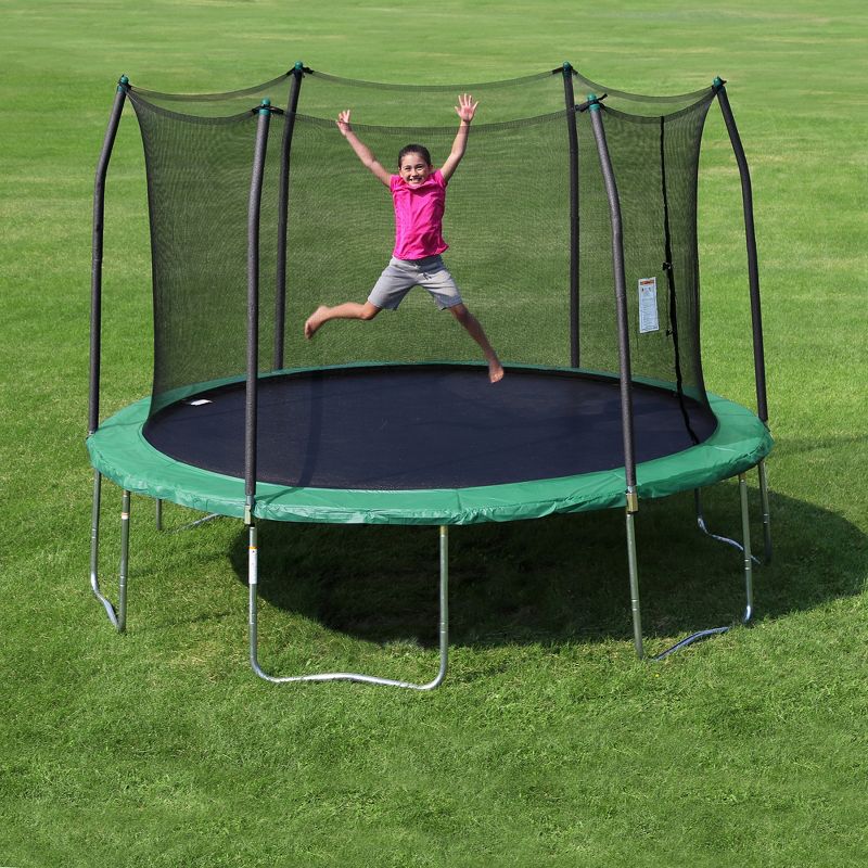 Skywalker Trampolines 12 Foot Round Outdoor Trampoline with Enclosure, Green