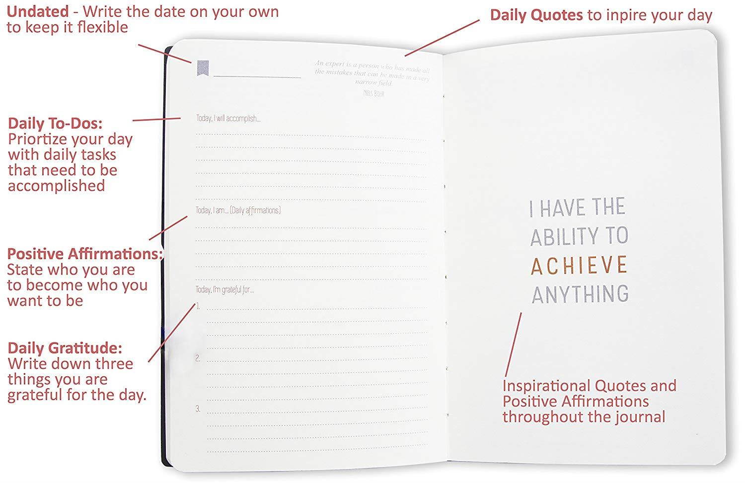 GRATEFUL MOMENT JOURNAL - Best Daily & Monthly 2018 Planner Full of Inspirational Quotes - Boost Productivity, Self Awareness and Gratitude - Undated Compact Portable Organizer (Black ~ 4.5 x 7)