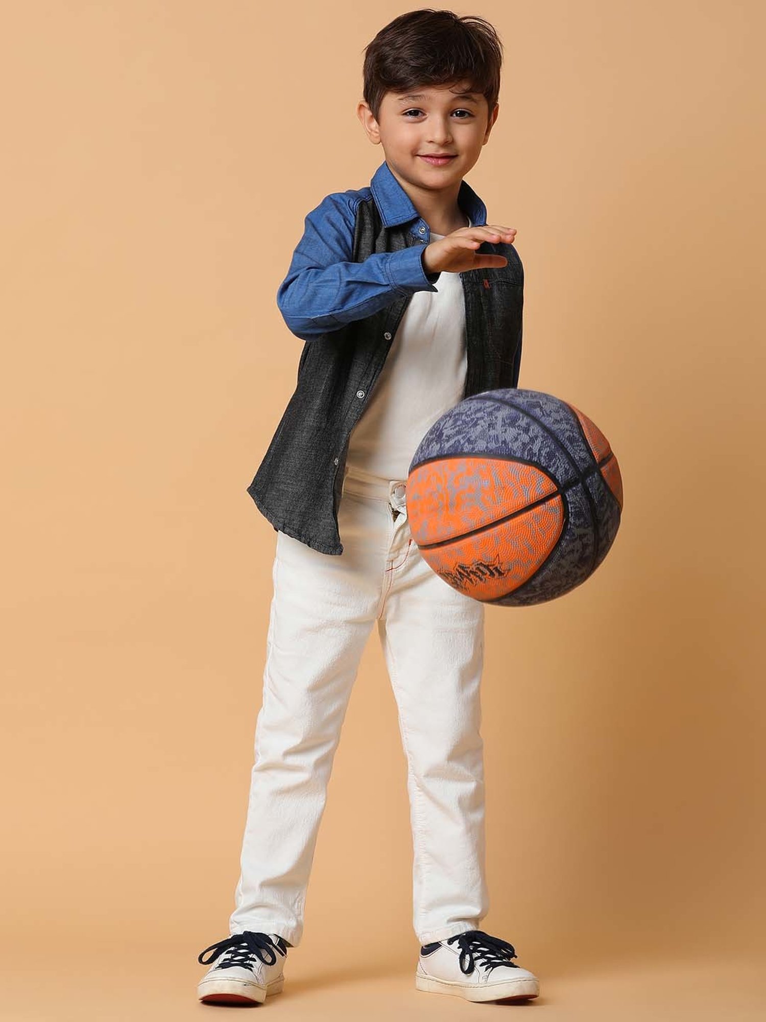 Tales & Stories Kids Black & Blue Cotton Regular Fit Full Sleeves Shirt