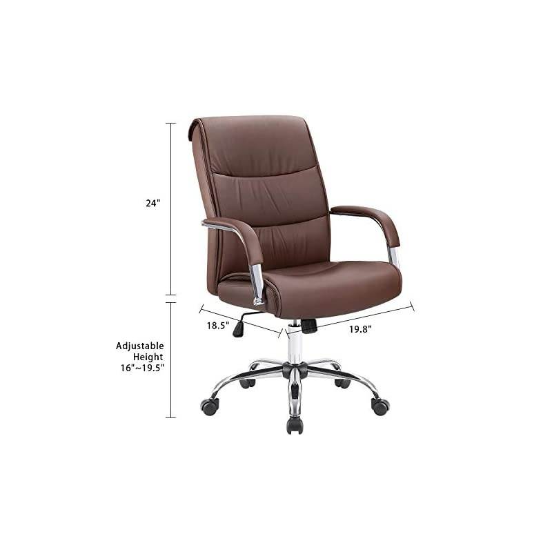 High Back Office Desk Chair Conference Leather Executive with Padded Armrests, Adjustable Ergonomic Swivel Task Chair with Lumbar Support (White)