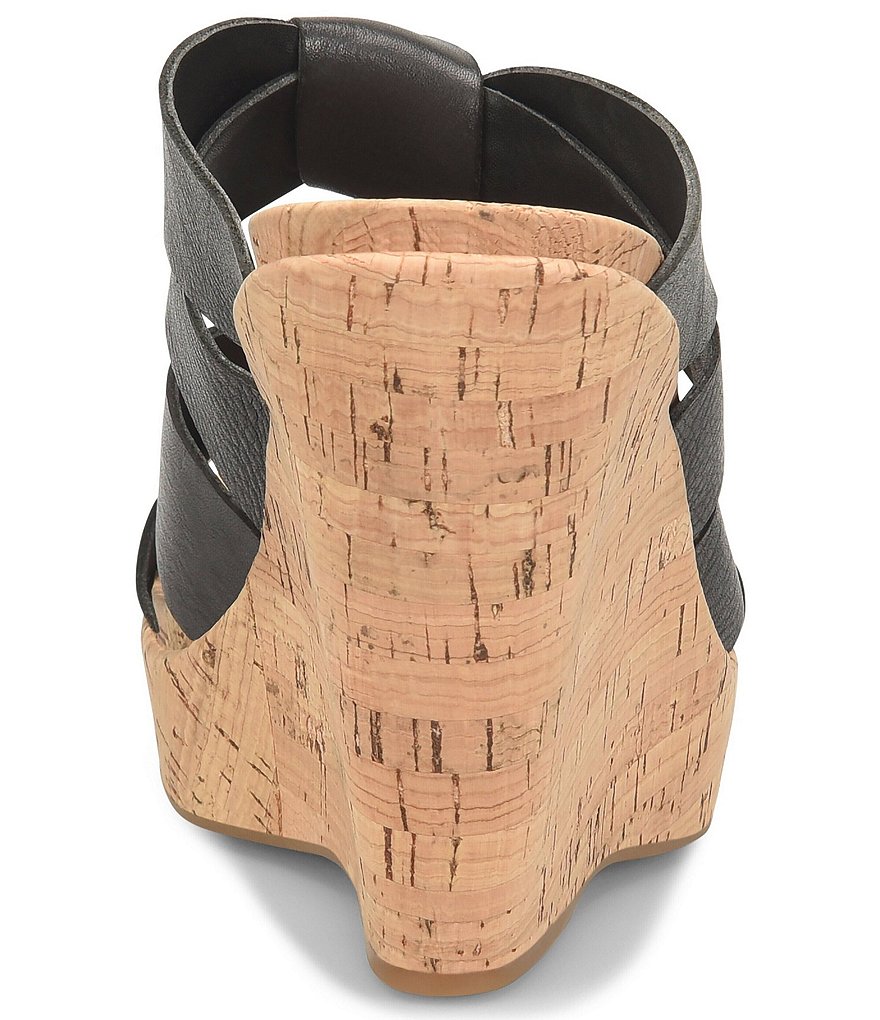 Kork-Ease Sammi Leather Knot Cork Platform Wedge Slide Sandals