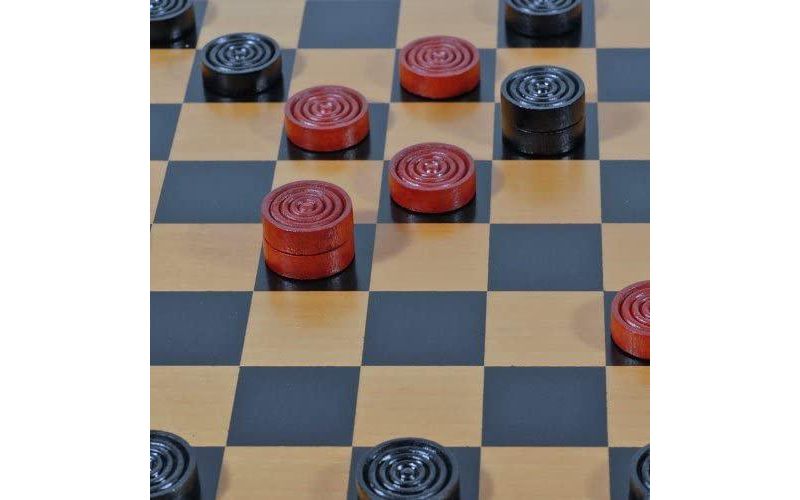 WE Games Solid Wood Checkers Set - Red & Black Traditional Style with Grooves for Wooden Pieces