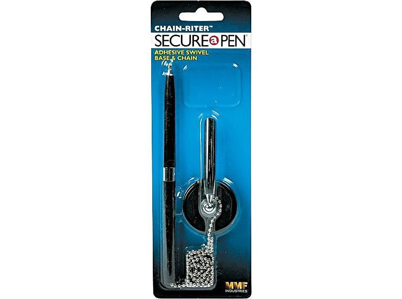 MMF Industries Chain-Riter Stick-On Antimicrobial Ballpoint Counter Pen Black Ink Fine 28804