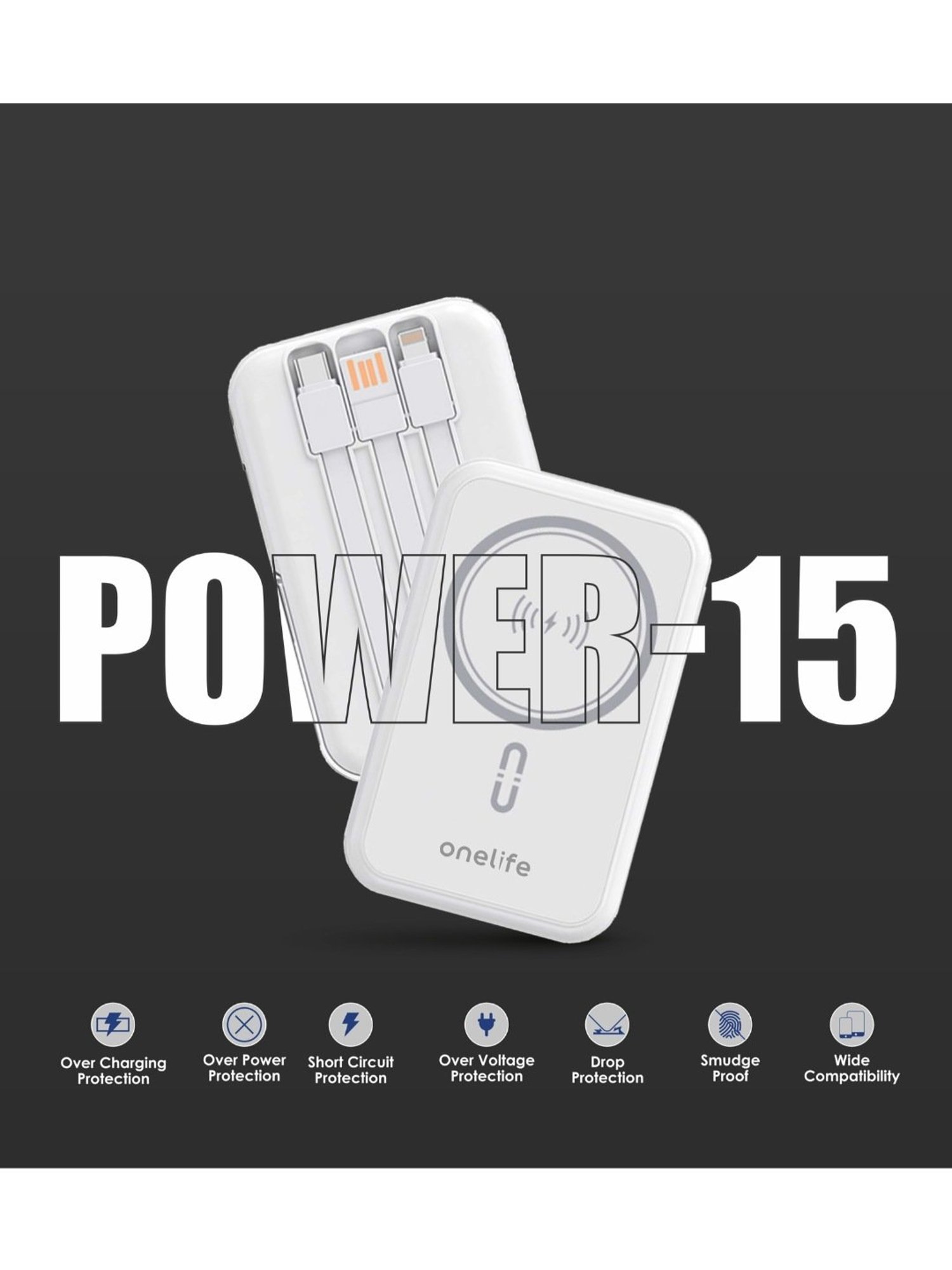 Onelife Power 15, 15W Magnetic Magsafe Wireless (White)