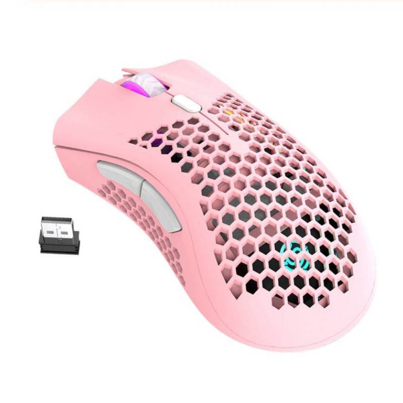 2.4GHz Wireless Mouse USB Rechargeable 1600DPI Adjustable Hollow Out Honeycomb RGB Optical Mouse Gamer Mice