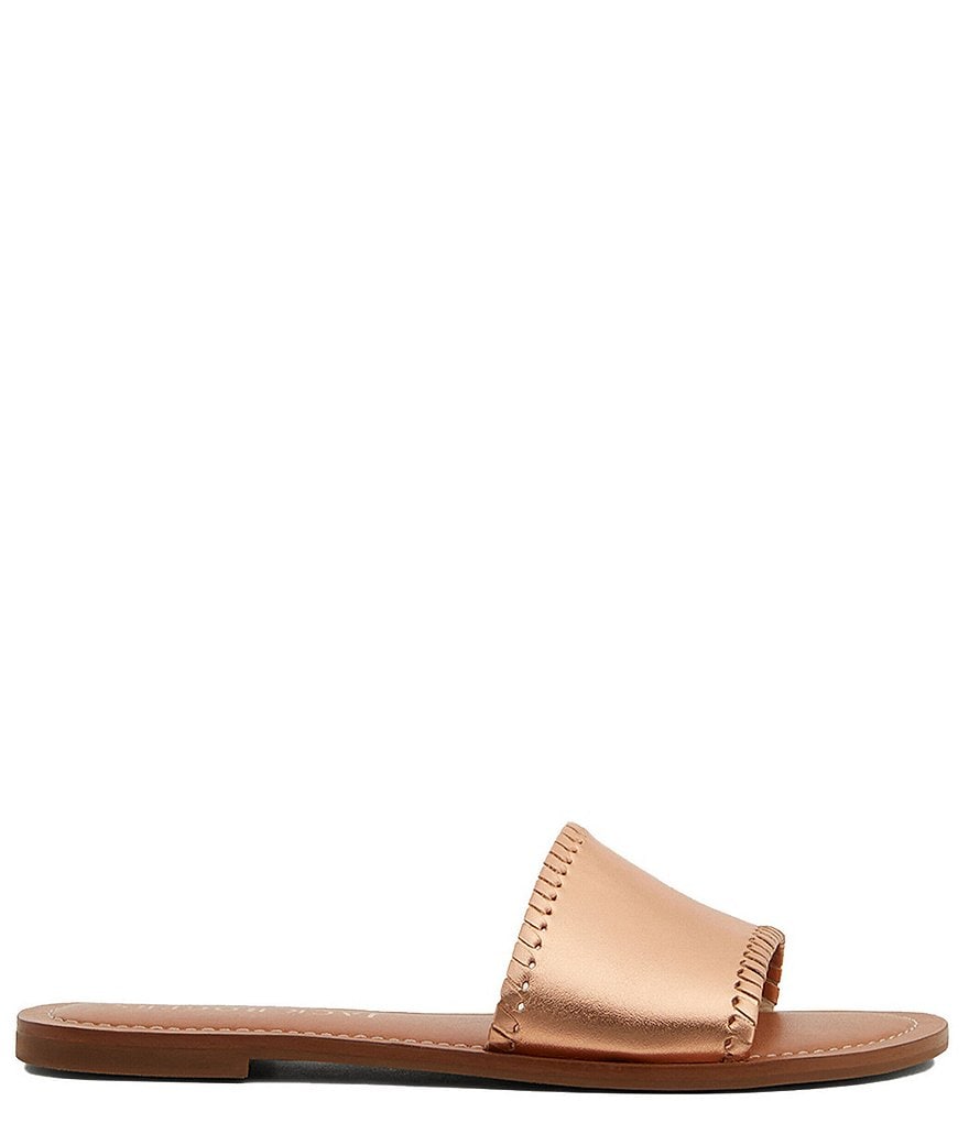 Jack Rogers Sofia Leather Whipstitch Detail Slides