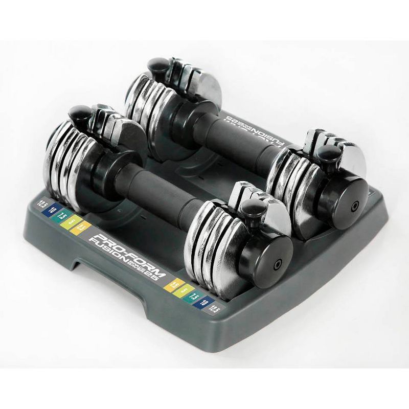 ProForm Adjustable Pair Dumbbells – Black/Silver (2.5lbs - 12.5lbs)