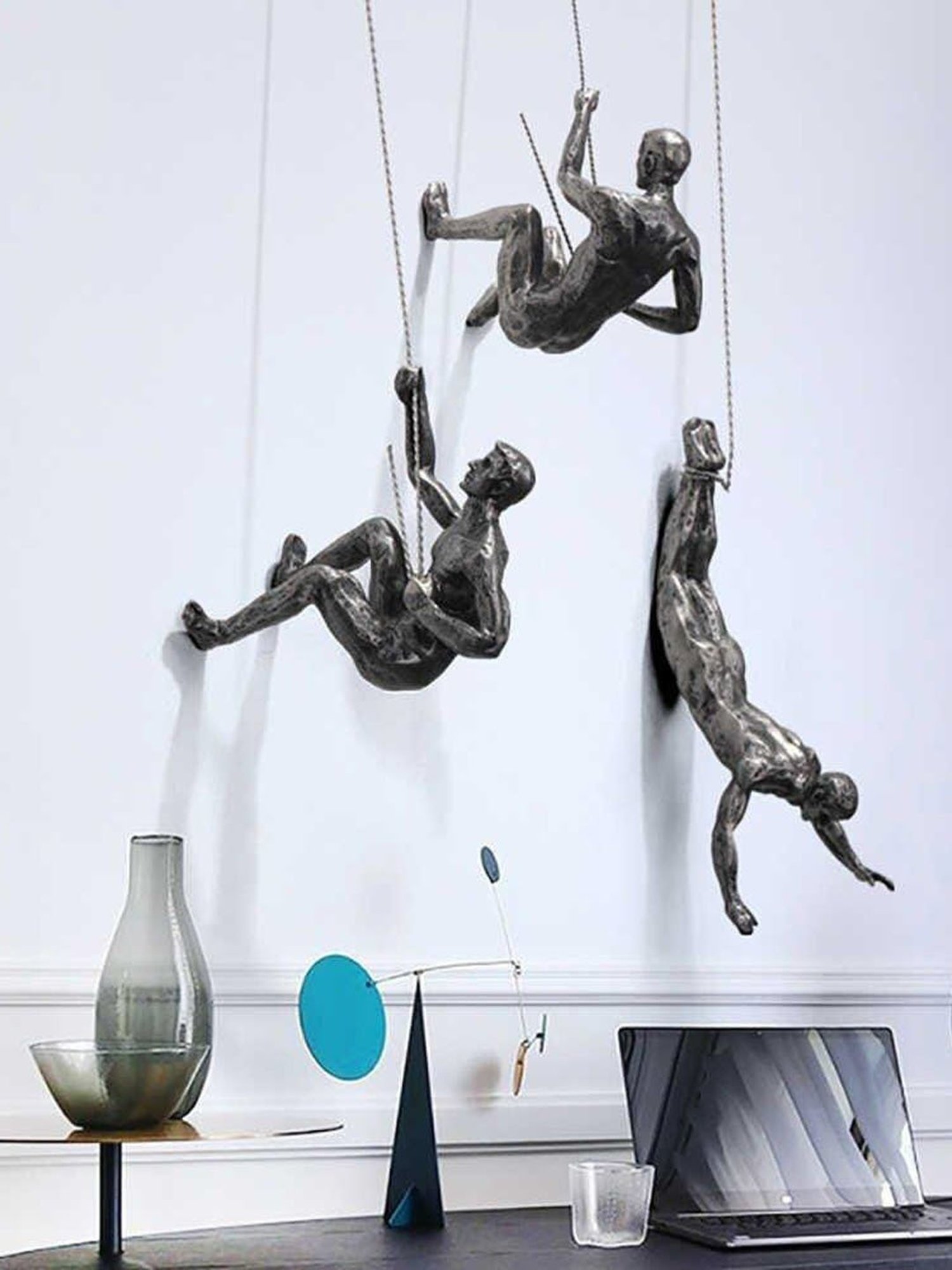 The Artment Rock Climbing Men Sculpture Wall Hanging (Set of 3)
