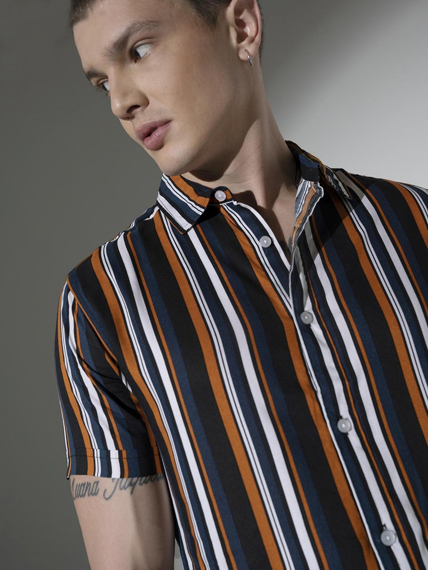 Hubberholme Multicolored Boxy Fit Striped Shirt