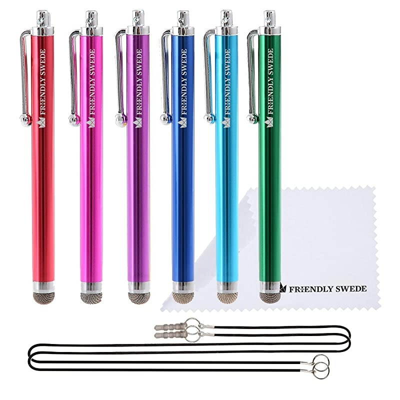 Bundle MicroKnit Hybrid Fiber Tip Universal Capacitive Stylus Pens Hot PinkAqua BlueGreenDark BlueRedPurple
