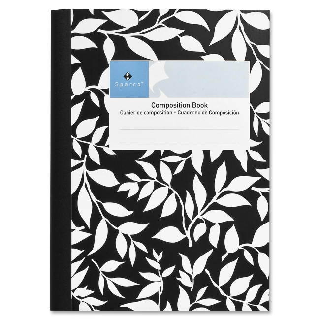 Sparco Compositn Book College Rld. 92 Bright 80 Sh 7-1/2"x10" BK/WE 65277