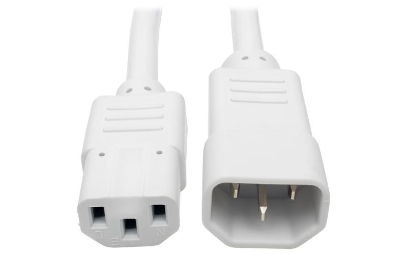 Tripp Lite 6ft Computer Power Extension Cord 10A 18 AWG C14 to C13 White 6' - For Computer, Scanner, Printer, Monitor, Power Supply, Workstation