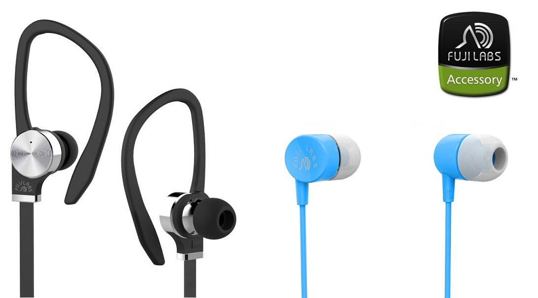 Fuji Labs AUFJ-SQWTS306BK and AUFJ-SQWMS101 Sonique 2-in-1 High Grade In-Line Mic Headphones BUNDLE