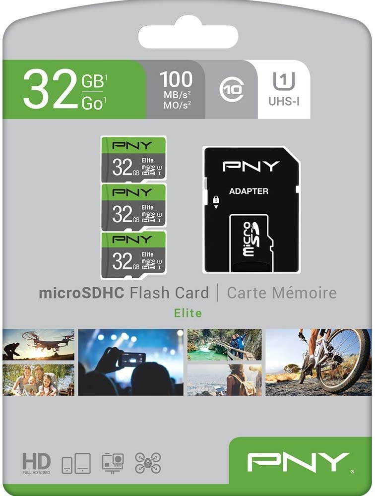 PNY 32GB Elite Class 10 U1 MicroSDHC Flash Memory Card 3-Pack 32GB 3-Pack